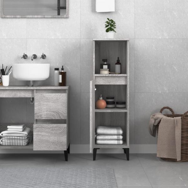 Badschrank Grau Sonoma 30x30x100 cm Holzwerkstoff