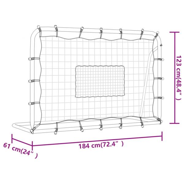 Fußball-Rebounder Weiß & Schwarz 184x61x123 cm Stahl & PE