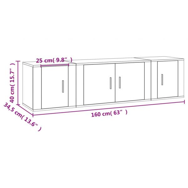 3-tlg. TV-Schrank-Set Hochglanz-Weiß Holzwerkstoff