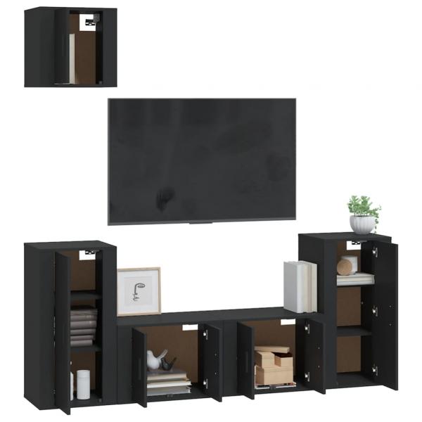 5-tlg. TV-Schrank-Set Schwarz Holzwerkstoff