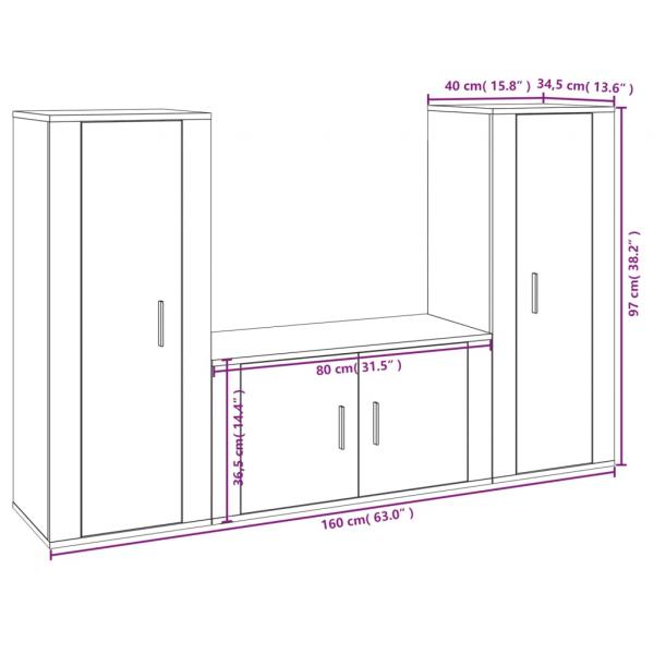 3-tlg. TV-Schrank-Set Weiß Holzwerkstoff