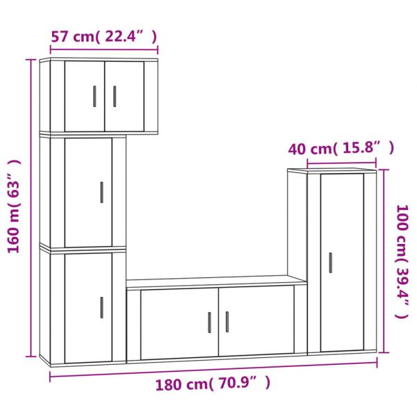 5-tlg. TV-Schrank-Set Hochglanz-Weiß Holzwerkstoff