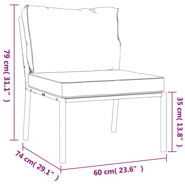 7-tlg. Garten-Lounge-Set mit Grauen Kissen Stahl