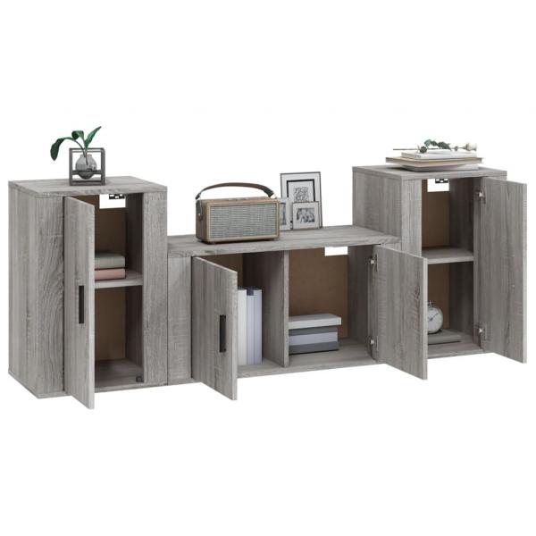 3-tlg. TV-Schrank-Set Grau Sonoma Holzwerkstoff