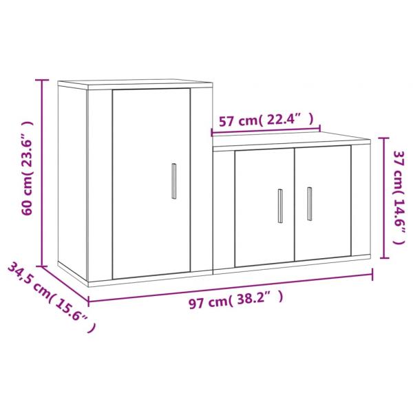 2-tlg. TV-Schrank-Set Weiß Holzwerkstoff