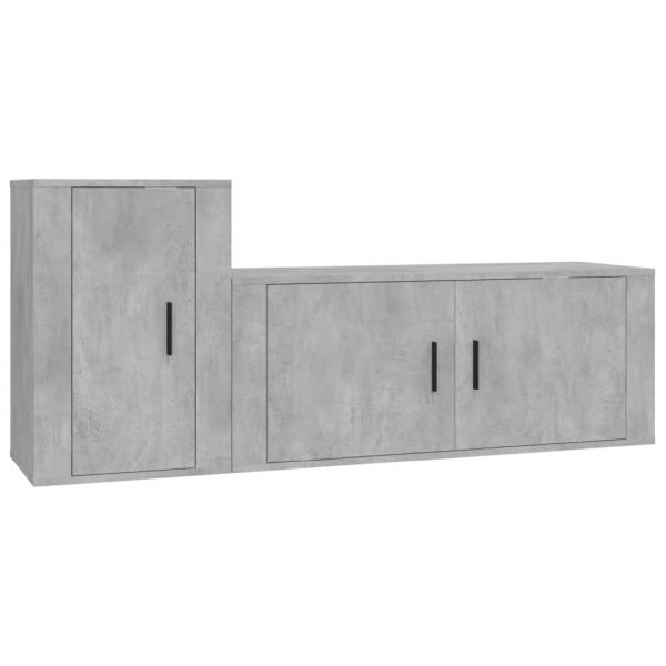 2-tlg. TV-Schrank-Set Betongrau Holzwerkstoff