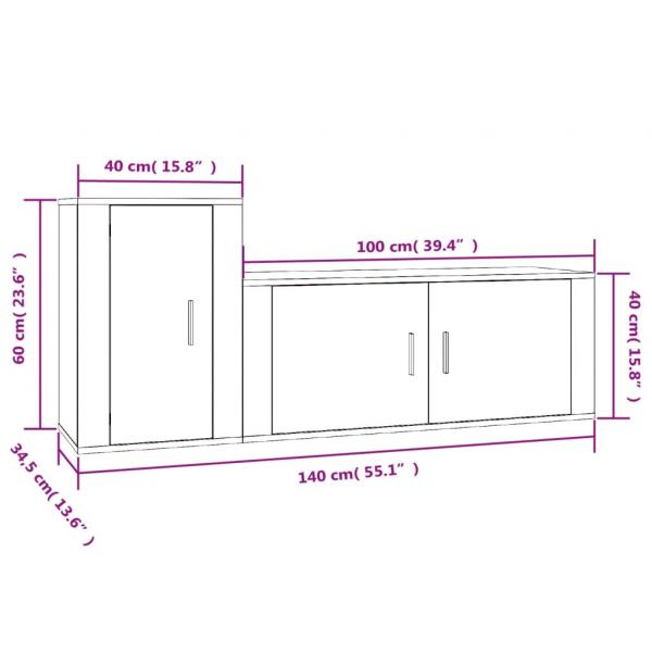 2-tlg. TV-Schrank-Set Betongrau Holzwerkstoff