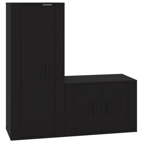 2-tlg. TV-Schrank-Set Schwarz Holzwerkstoff