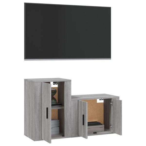 2-tlg. TV-Schrank-Set Grau Sonoma Holzwerkstoff