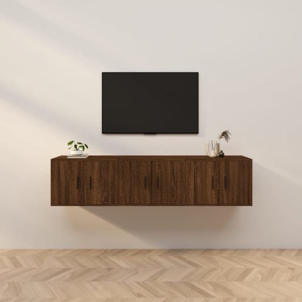 ARDEBO.de - TV-Wandschränke 3 Stk. Braun Eichen-Optik 57x34,5x40 cm