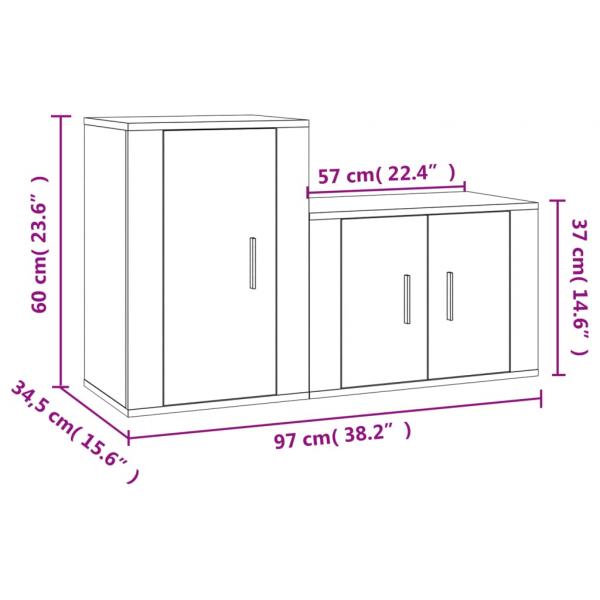 2-tlg. TV-Schrank-Set Braun Eichen-Optik Holzwerkstoff