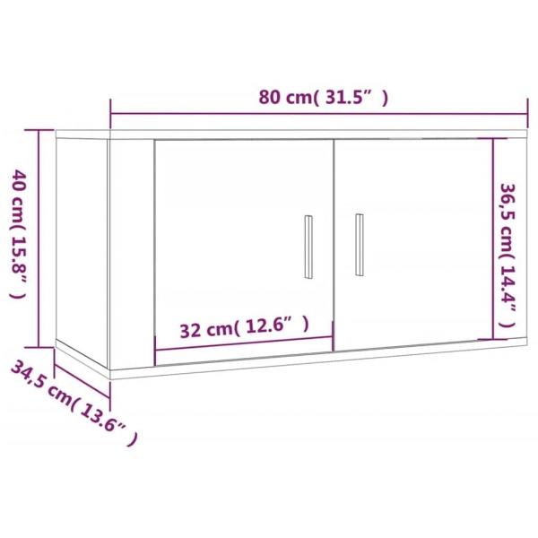 3-tlg. TV-Schrank-Set Räuchereiche Holzwerkstoff