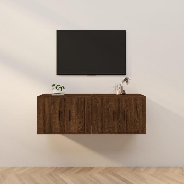 ARDEBO.de - TV-Wandschränke 2 Stk. Braun Eichen-Optik 57x34,5x40 cm