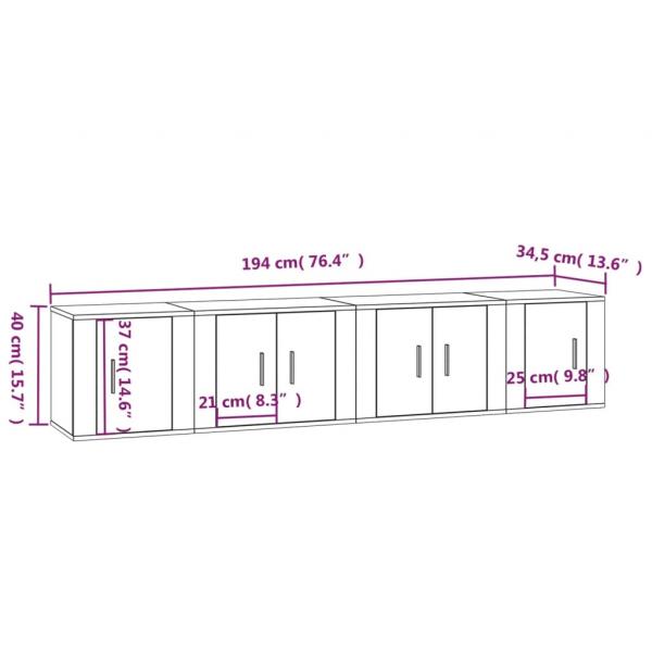 4-tlg. TV-Schrank-Set Räuchereiche Holzwerkstoff