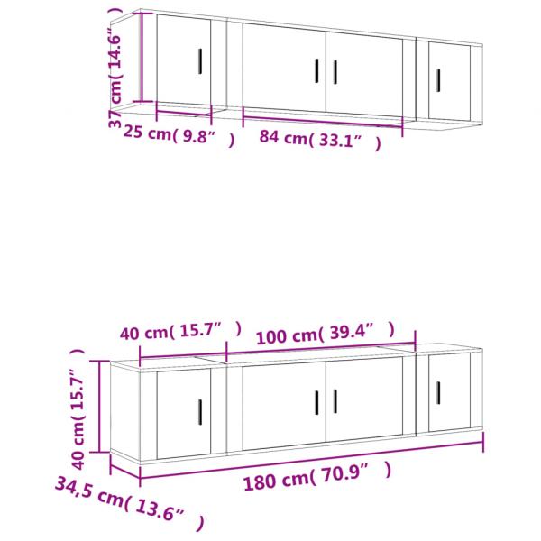 6-tlg. TV-Schrank-Set Hochglanz-Weiß Holzwerkstoff