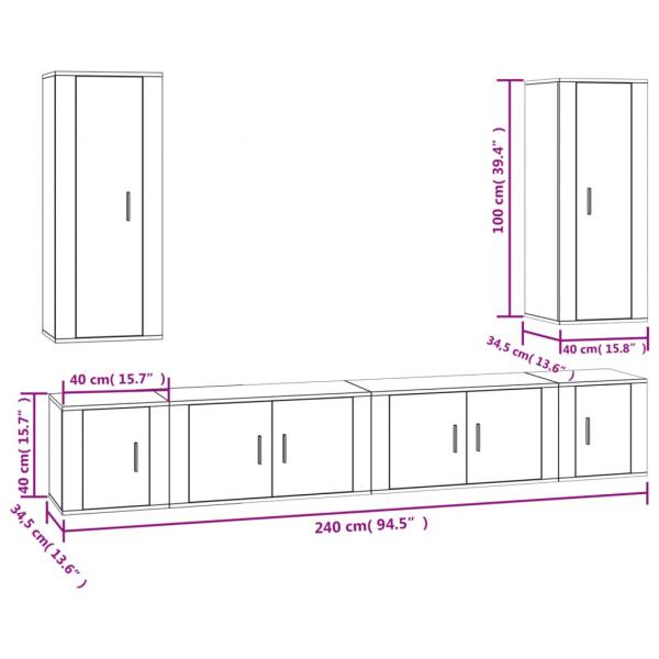 6-tlg. TV-Schrank-Set Hochglanz-Weiß Holzwerkstoff