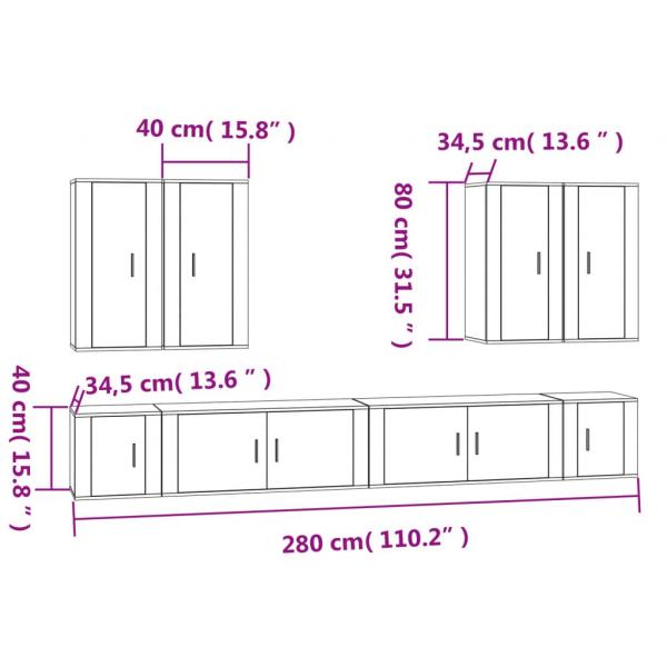 8-tlg. TV-Schrank-Set Hochglanz-Weiß Holzwerkstoff