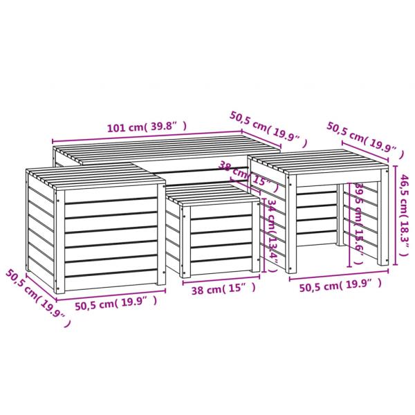 4-tlg. Gartenbox-Set Honigbraun Massivholz Kiefer