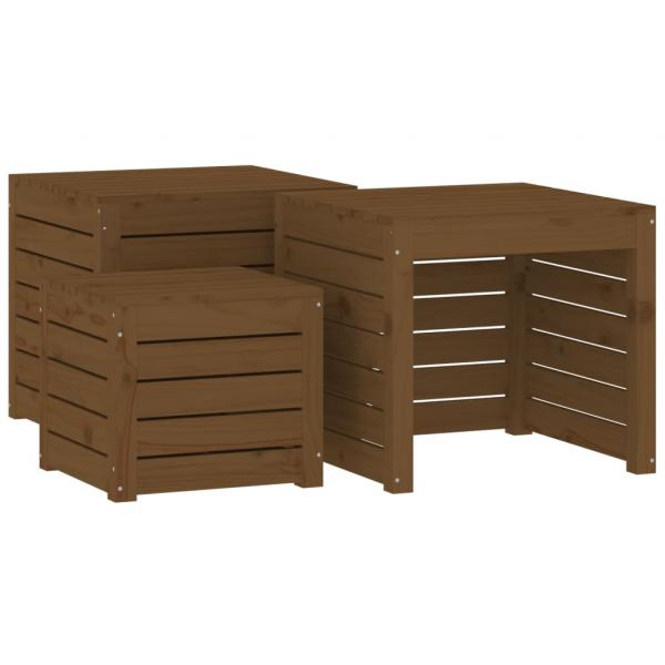 4-tlg. Gartenbox-Set Honigbraun Massivholz Kiefer