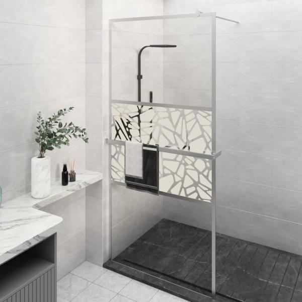 ARDEBO.de - Duschwand mit Ablage für Walk-In-Dusche Chrom 90x195 cm ESG