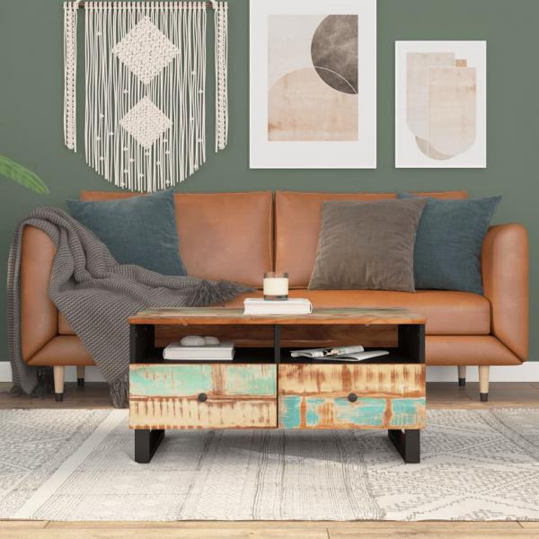 ARDEBO.de - Couchtisch 80x54x40 cm Altholz Massiv & Holzwerkstoff