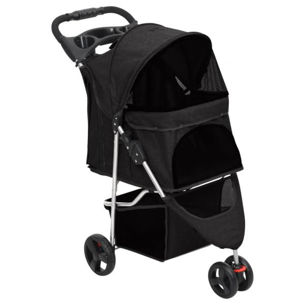 ARDEBO.de - Hundewagen Faltbar Schwarz 80x46x98 cm Oxford-Gewebe