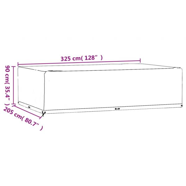 Gartenmöbel-Abdeckung 16 Ösen 325x205x90 cm Rechteckig