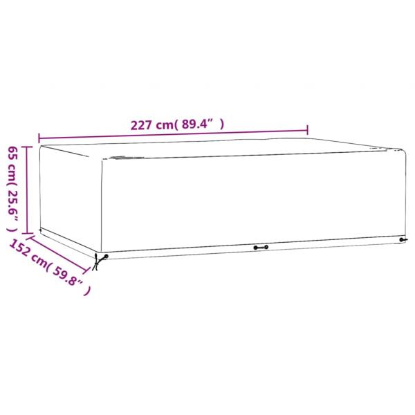 Gartenmöbel-Abdeckung 12 Ösen 227x152x65 cm Rechteckig