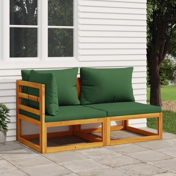 ARDEBO.de - 2-tlg. Garten-Sofa-Set mit Kissen Massivholz Akazie