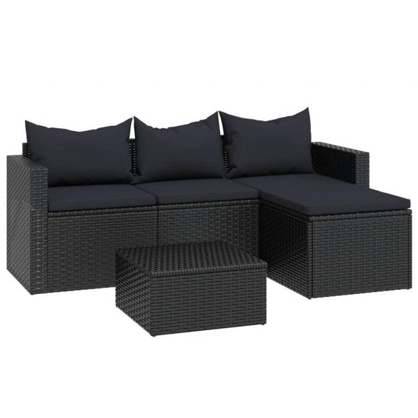 Garten-Lounge-Set Schwarz Poly Rattan