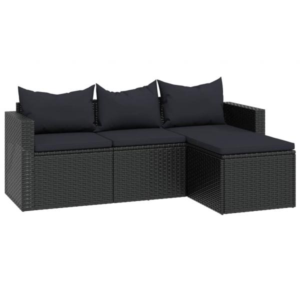 Garten-Lounge-Set Schwarz Poly Rattan