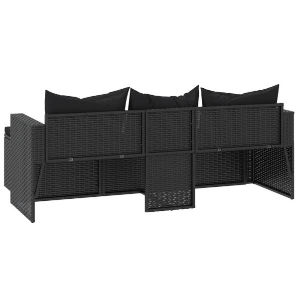 Garten-Lounge-Set Schwarz Poly Rattan