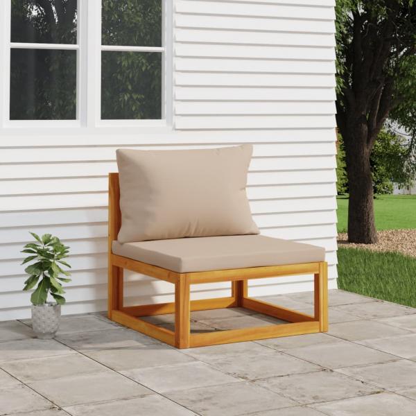 ARDEBO.de - Garten-Mittelsofa mit Taupe Kissen Massivholz Akazie