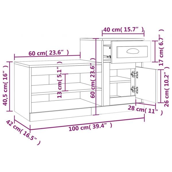 Schuhschrank Sonoma-Eiche 100x42x60 cm Holzwerkstoff