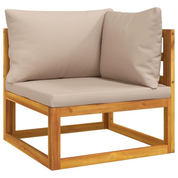 4-tlg. Garten-Lounge-Set mit Taupe Kissen Massivholz