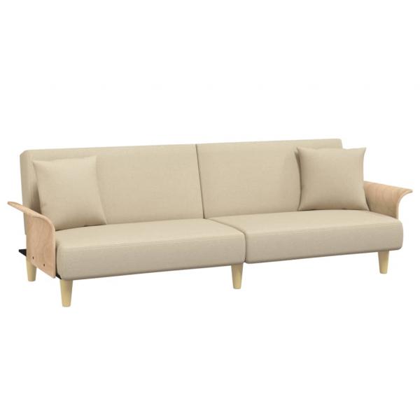 Schlafsofa mit Armlehnen Creme Stoff