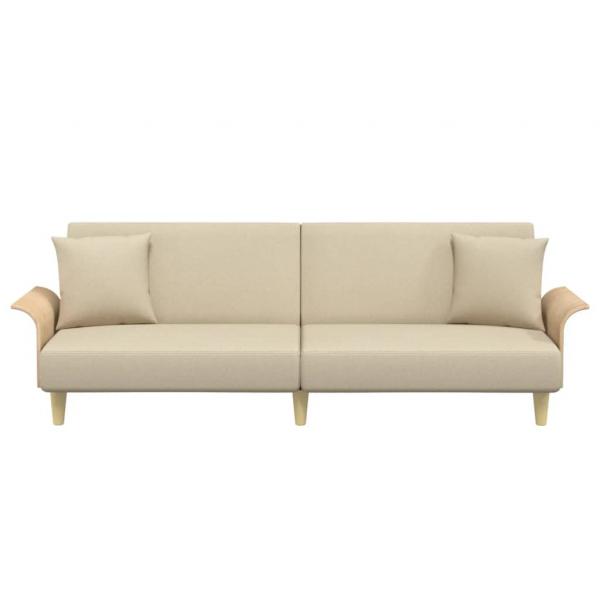 Schlafsofa mit Armlehnen Creme Stoff