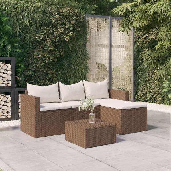 ARDEBO.de - Garten-Lounge-Set Braun Poly Rattan