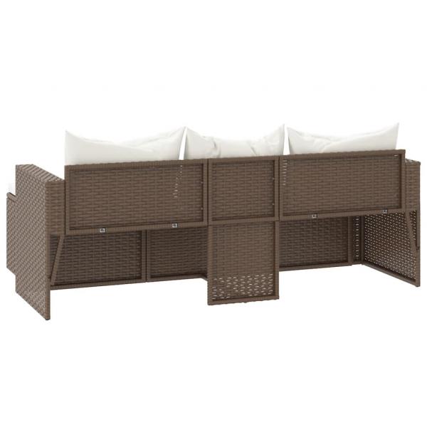 Garten-Lounge-Set Braun Poly Rattan