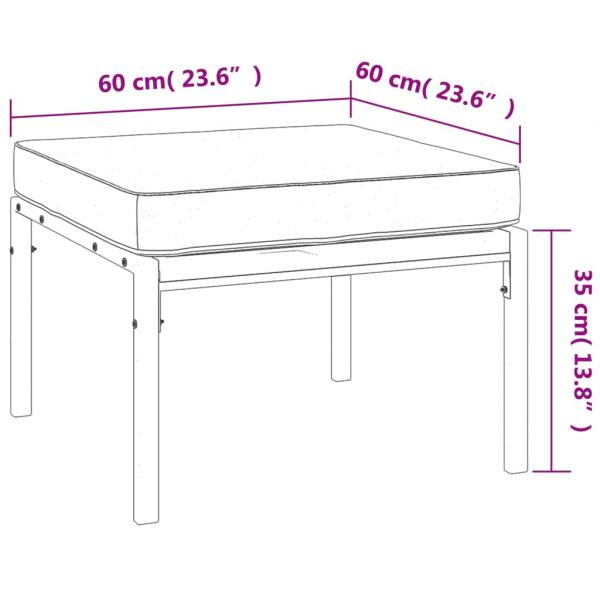 Gartenhocker mit Sandfarbigen Kissen 2 Stk. 60x60x35 cm Stahl