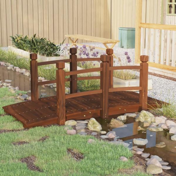 ARDEBO.de - Gartenbrücke mit Geländer 150x67x56 cm Massivholz Fichte