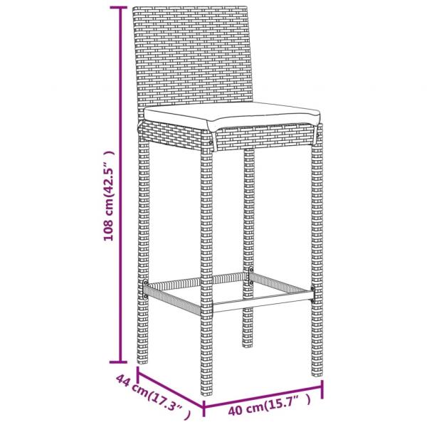 11-tlg. Gartenbar-Set mit Kissen Grau Poly Rattan