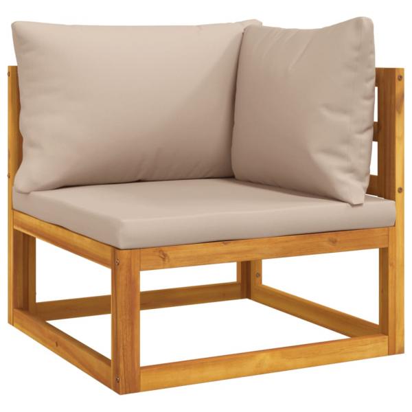 9-tlg. Garten-Lounge-Set mit Taupe Kissen Massivholz