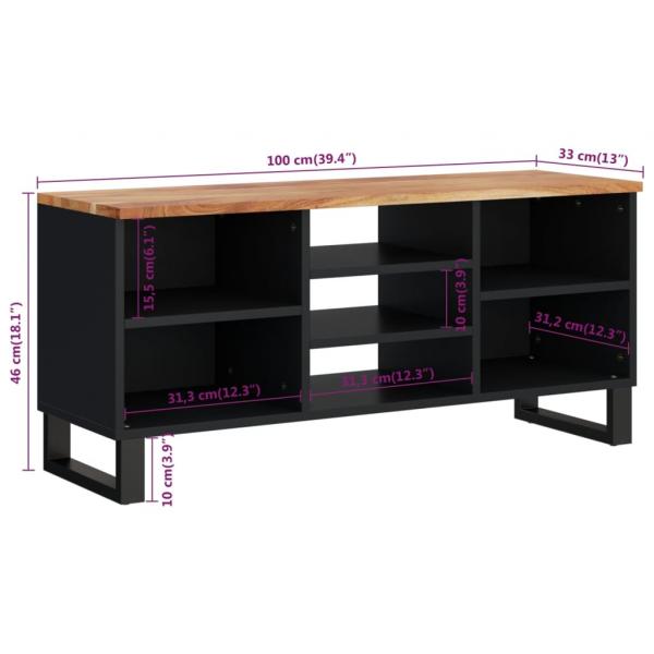 TV-Schrank 100x33x46 cm Massivholz Akazie & Holzwerkstoff