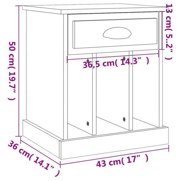 Nachttische 2 Stk. Grau Sonoma 43x36x50 cm