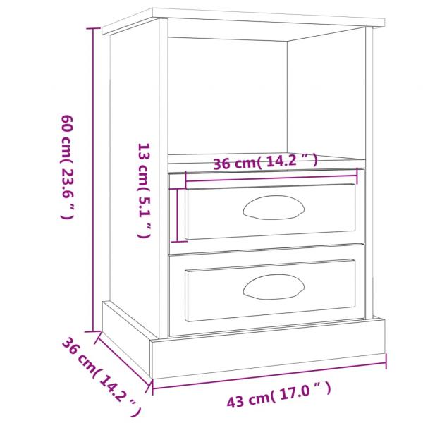 Nachttische 2 Stk. Grau Sonoma 43x36x60 cm