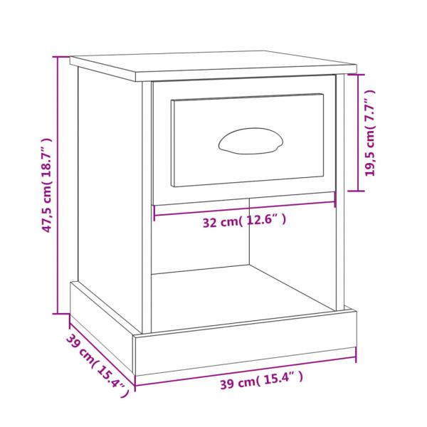 Nachttisch Braun Eichen-Optik 39x39x47,5 cm Holzwerkstoff