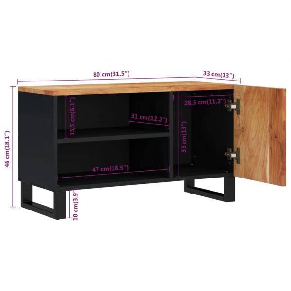 TV-Schrank 80x33x46 cm Massivholz Akazie & Holzwerkstoff