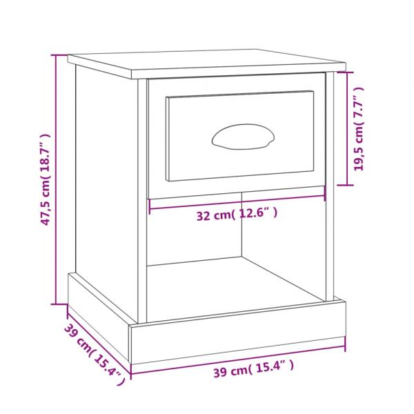 Nachttische 2 Stk. Grau Sonoma 39x39x47,5 cm Holzwerkstoff