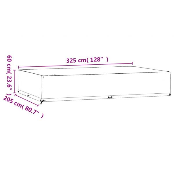 Gartenmöbel-Abdeckung 16 Ösen 325x205x60 cm Rechteckig